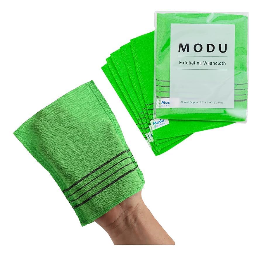 Modu Korean Exfoliating Mitts Small 6PCS (Green) - Exfoliating Gloves Body Scrubber Italy Towel Washcloth for Korean Spa at Home, Dead Skin Remover Beauty and Personal Care Modu
