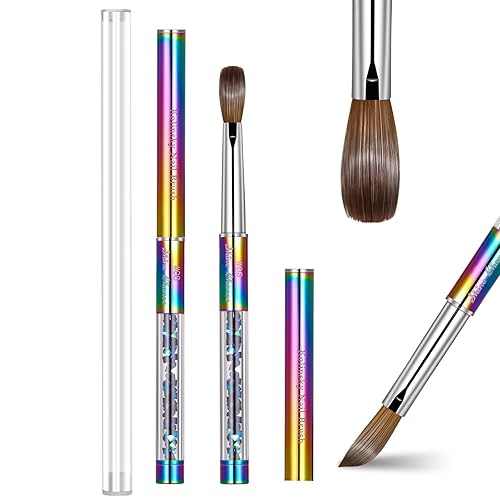 Shine Chance Acrylic Nail Brush Size 8, 100% Real Kolinsky Art Nail Brush for Acrylic Powder Application, Handmade Women Manicure Nail Extension Tool Beauty & Personal Care Shine Chance