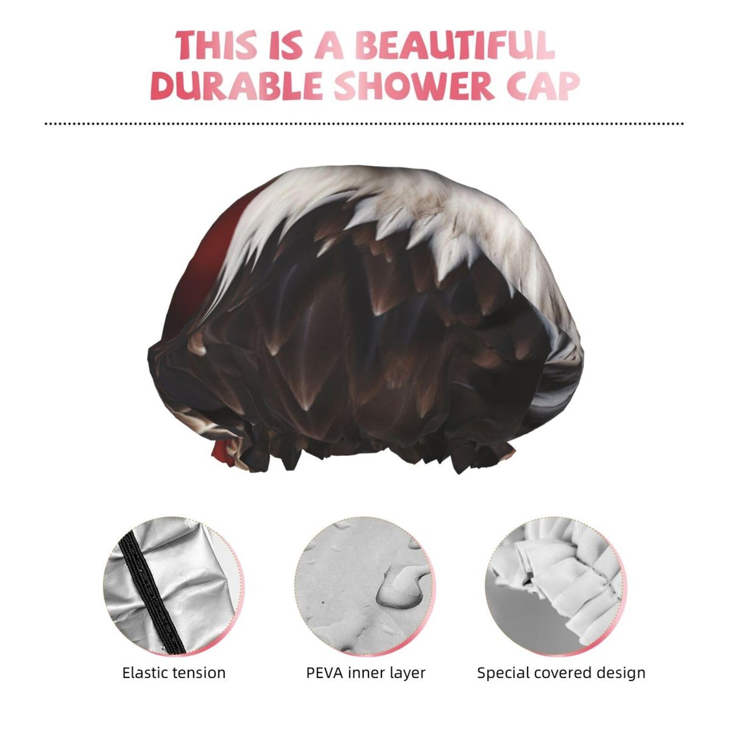 Bald Eagle Us Flag Pictures Shower Cap For Women Reusable Double Layers Bathing Bath Cap Hair Caps Waterproof Elastic Band Ladies Spa Salon Shower Hat Beauty and Personal Care GDSHJKLW