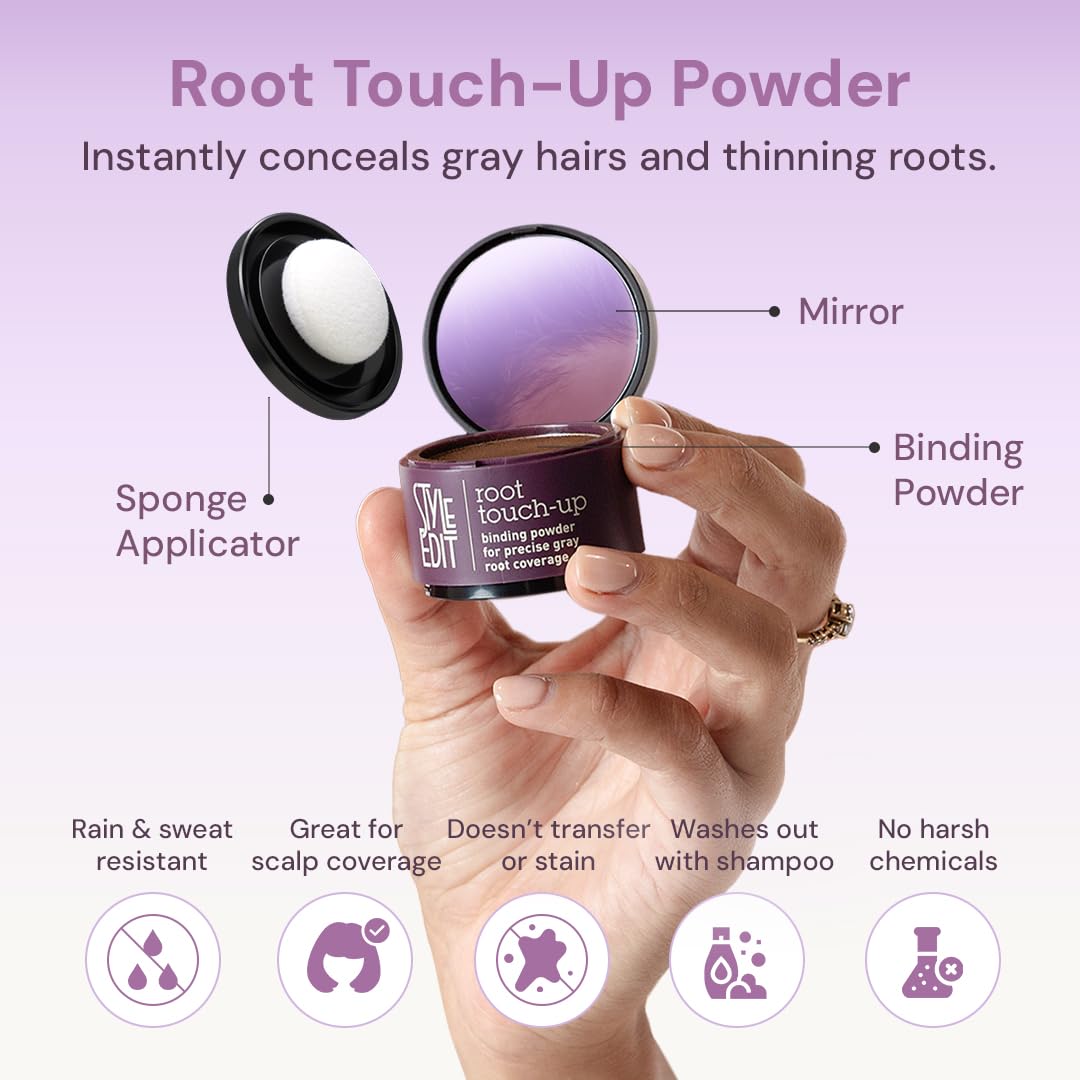 Style Edit Root Touch Up Powder | Temporary Hair Color for Gray Roots and Thinning Hair | Salon-Quality, Transfer-Resistant Hair Concealer | Dark Beauty & Personal Care STYLE EDIT