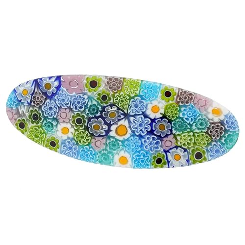 Glass Of Venice Murano Glass Millefiori Oval Hair Clip - Pastels Beauty & Personal Care Glass Of Venice