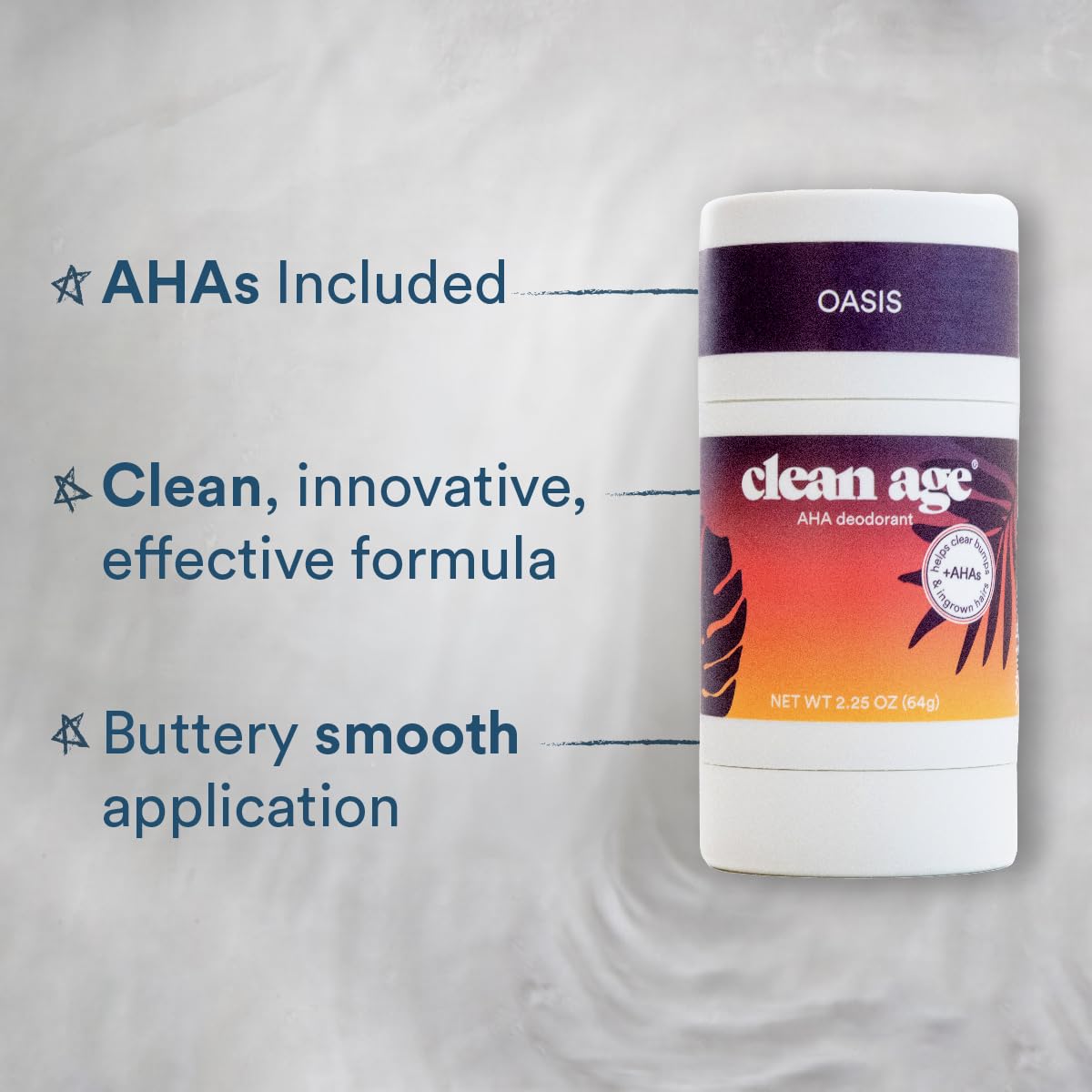 Clean Age Aluminum Free Deodorant, Oasis Scent, 2.25oz 1 Pack, Teen Deodorant for Boys and Girls, Paraben Free, No Aluminum for Sensitive Skin, Beauty and Personal Care CLEAN AGE