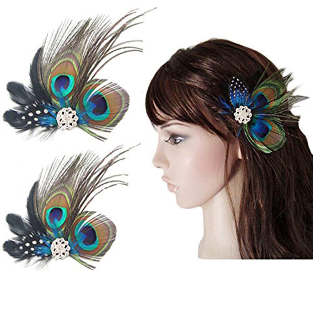 Comidox Hair Clip, Cute Peacock Feather with Rhinestones, Charming Peacock Headpiece Feather Hair Accessories for Women, Weddings, Parties, Halloween Beauty & Personal Care Comidox
