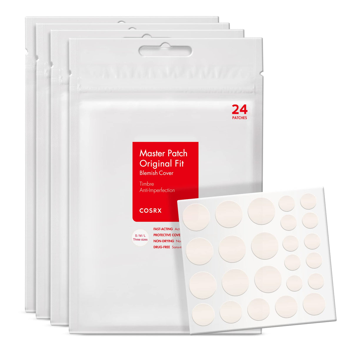 COSRX Acne Pimple Patches Absorbing Hydrocolloid Original 3 Size Patches for Blemishes and Zits Cover, Absorbs Zits & Blemish, Spot Stickers for Face Beauty and Personal Care COSRX