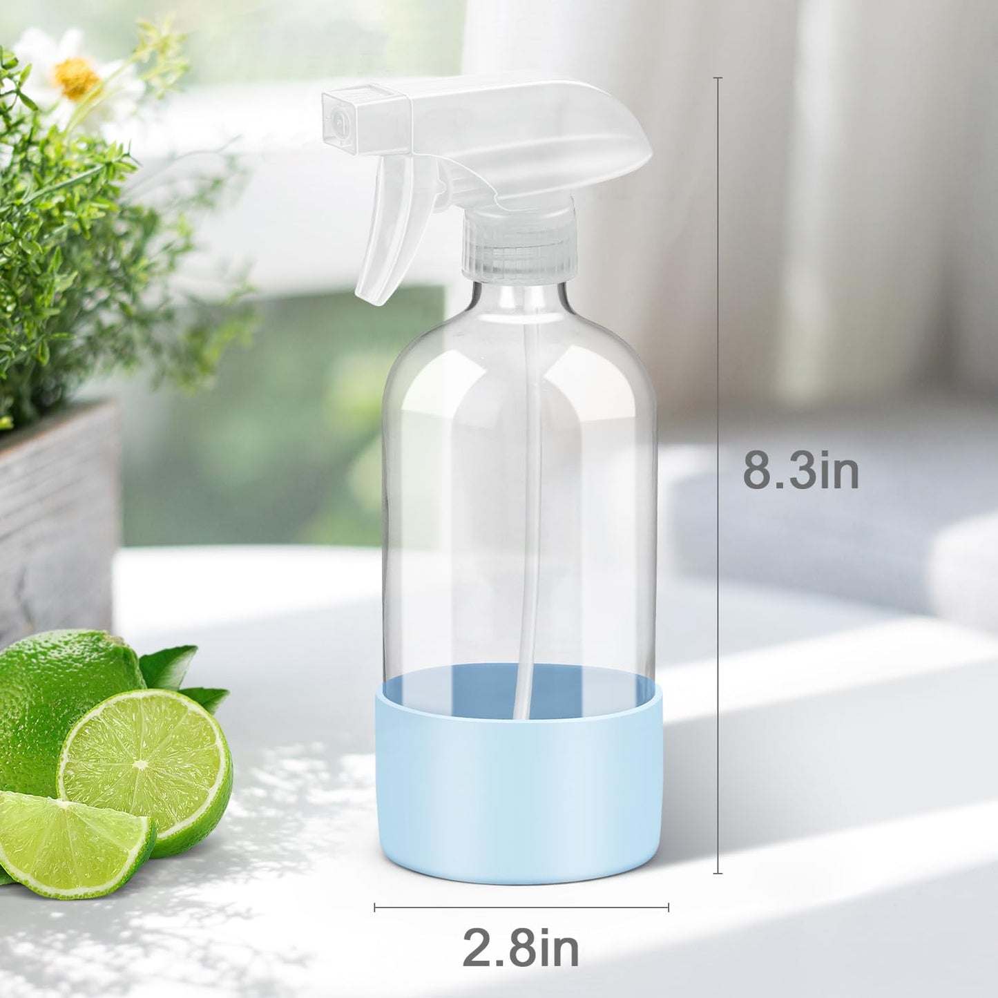 Rionisor Glass Spray Bottles with Silicone Sleeve Protection, Empty 16 oz Refillable Containers, Reusable Spray Bottles with Adjustable Nozzle Beauty and Personal Care Rionisor