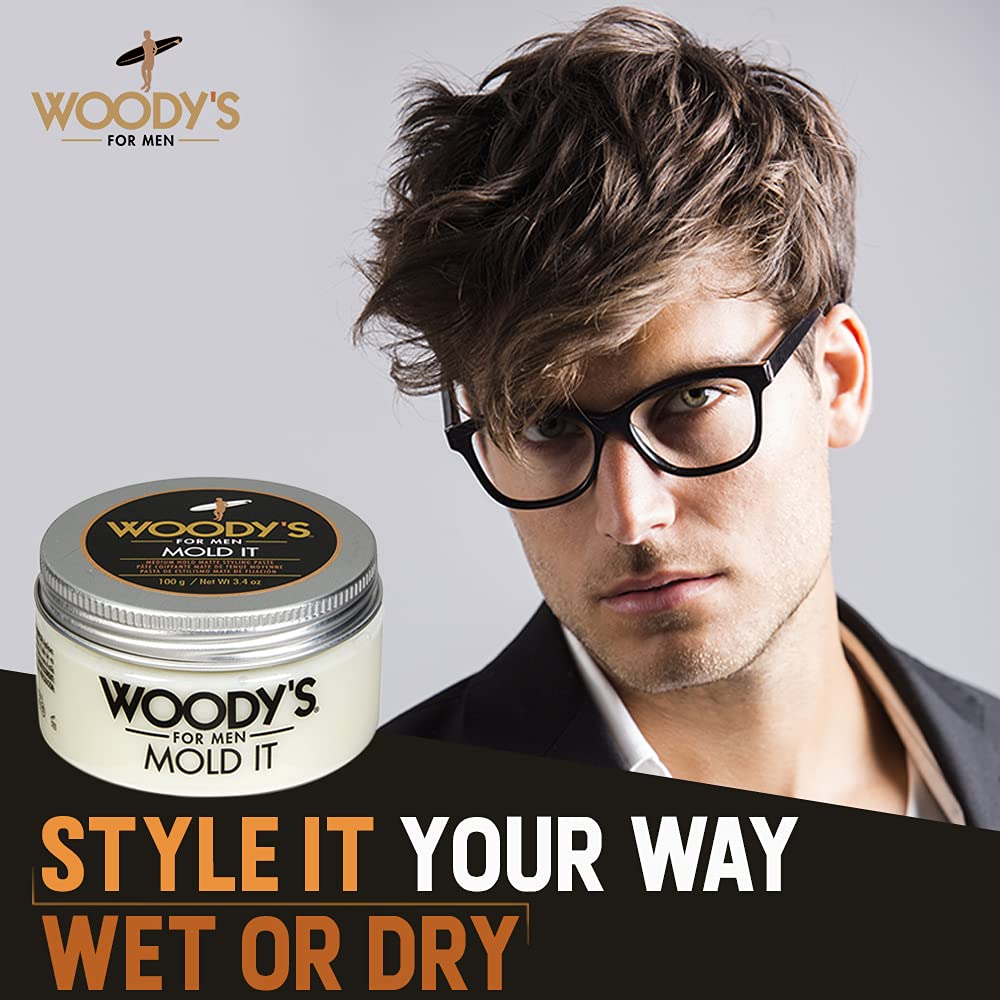 Woody's Mold It Matte Hair Paste for Men - Medium Hold, Matte Finish Styling Clay Pomade For Men Alternative, Adds Texture & Volume, 3.4 oz Beauty & Personal Care Woody's