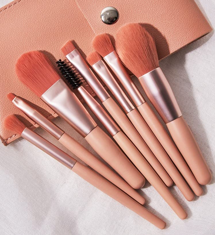 Liasun Travel Makeup Brush Set 8PCS Mini Size Premium Synthetic Fiber Foundation Blush Concealer Eyebrows Eye Shadow Angled brush Lip Make up Brush Beauty & Personal Care Liasun