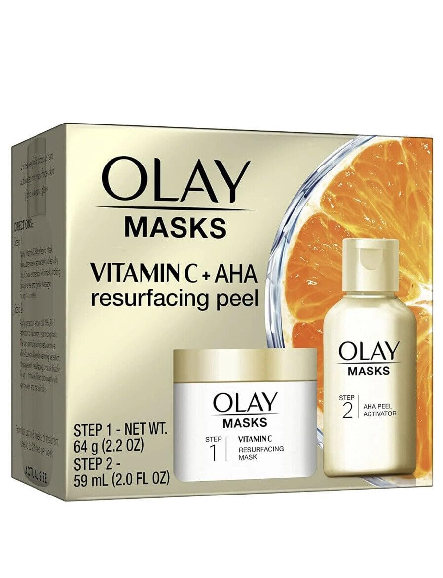 Olay Vitamin C Face Mask Kit, Exfoliator Kit with Mask, Silica, & Exfoliating Aha Peel 4.2 Fl Oz Beauty & Personal Care Olay