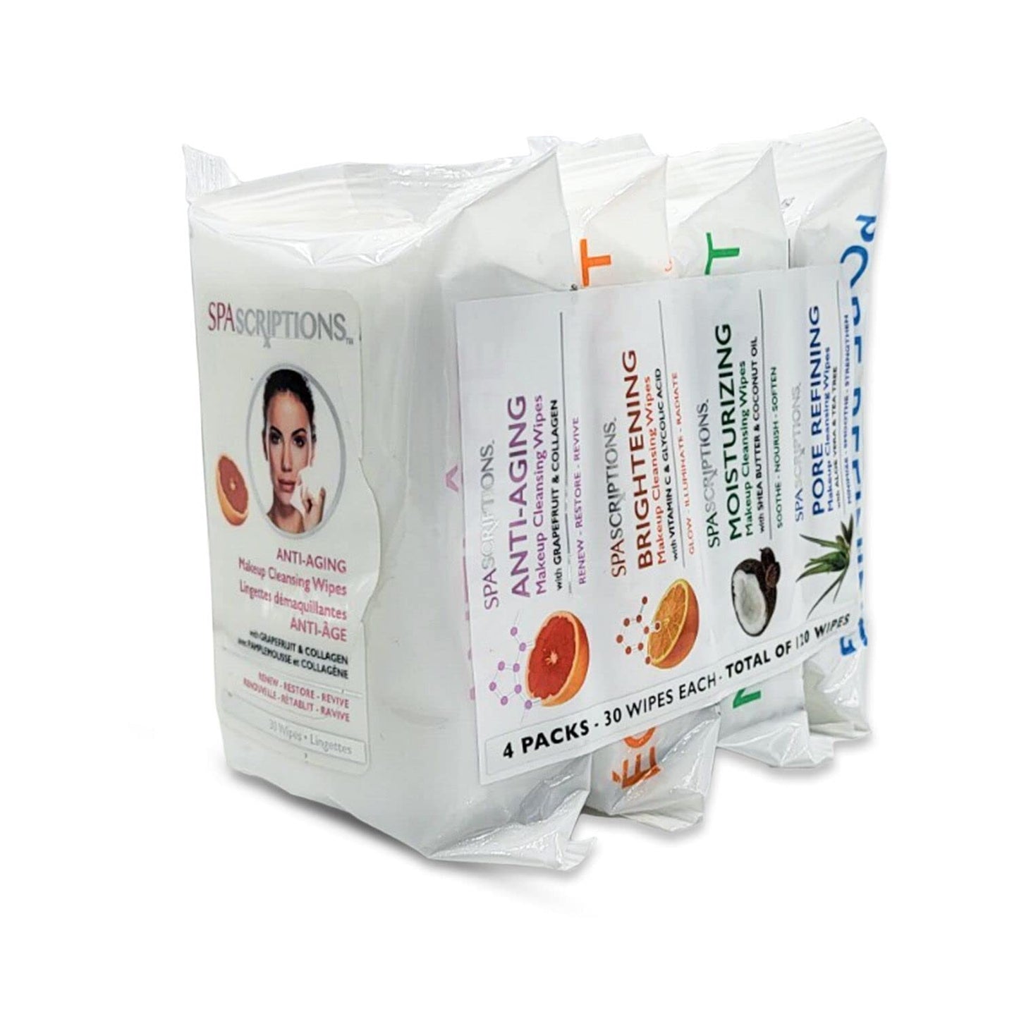 Spascriptions™ Anti-Aging, Brightening, Moisturizing & Pore Refining Towelettes Removes Waterproof Makeup, Revives with Collagen, Vitamin C, Coconut Beauty & Personal Care Global Beauty Care