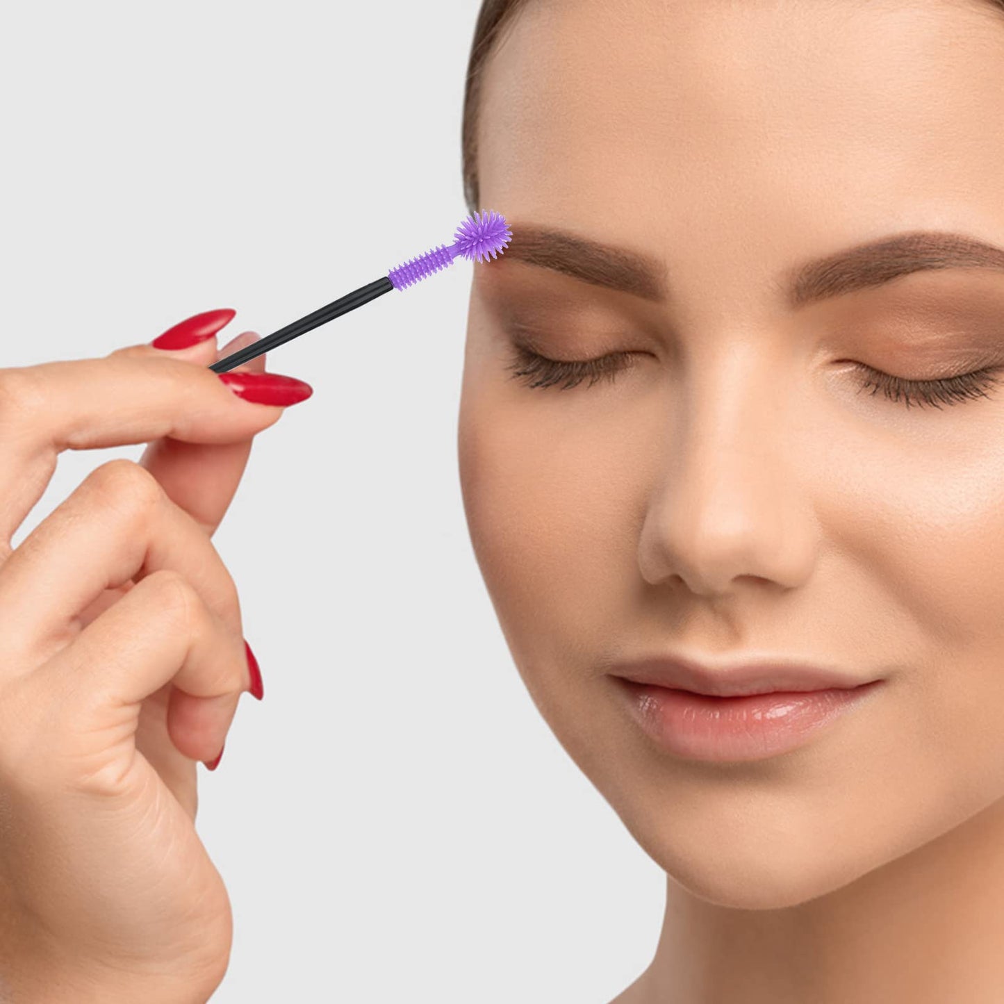 G2PLUS 50PCS Silicone Eyelash Brushes, Purple Disposable Mascara Wands, Adjustable Ball- Shape Eyelash Spoolies, Eyebrow Brushes for Eyelash Extension Beauty & Personal Care G2PLUS