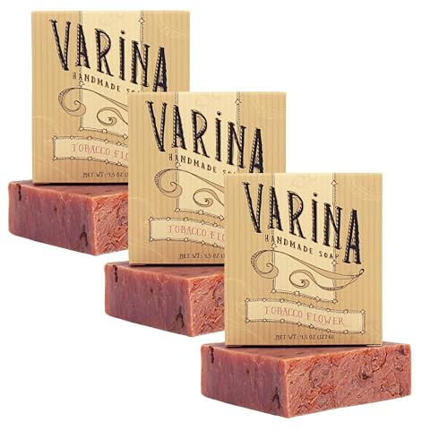 Varina Natural Tobacco Flower Bar Soap - Gentle Cleansing for Sensitive Skin, Earthy Scents - 3 Pack Beauty & Personal Care Varina
