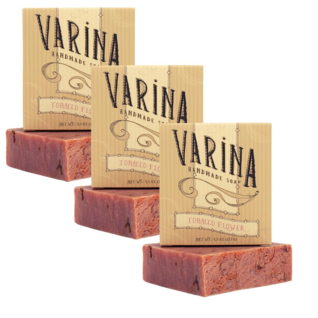 Varina Natural Tobacco Flower Bar Soap - Gentle Cleansing for Sensitive Skin, Earthy Scents - 3 Pack Beauty & Personal Care Varina