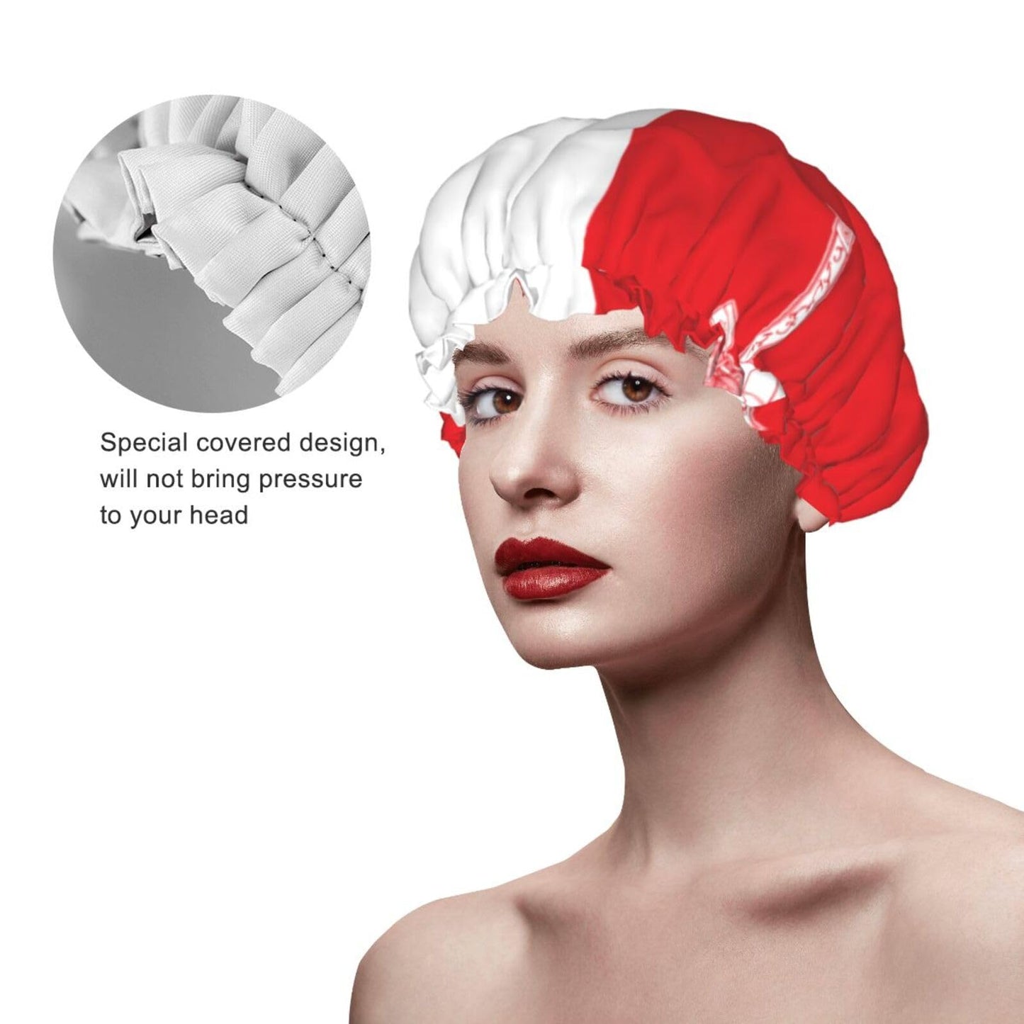 Oman Flag Prints Shower Cap Double Layer Lined Waterproof Bathing Shower Hat Beauty and Personal Care Hayyett
