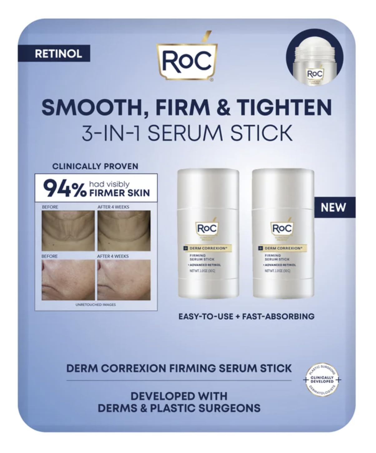 RoC Derm Correxion Firming Serum Stick, 1 oz, 2-pack (Total 2 oz) Beauty & Personal Care RoC