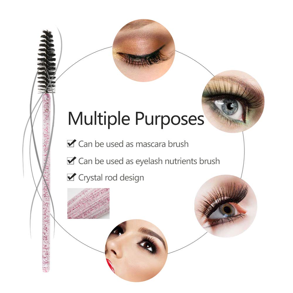 300 Pack Mascara Wands Disposable Eye Lash Brushes for Eyelash Extensions Tool Makeup Applicator Kit, Crystal Rose/Black Beauty & Personal Care myaokue-up