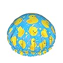 Yellow Rubber Ducks Shower Cap For Women Adjustable Double Waterproof Layers Bathing Shower Hat Hair Protection Reusable Ladies Spa Salon Shower Hat Beauty & Personal Care Wizfuyq