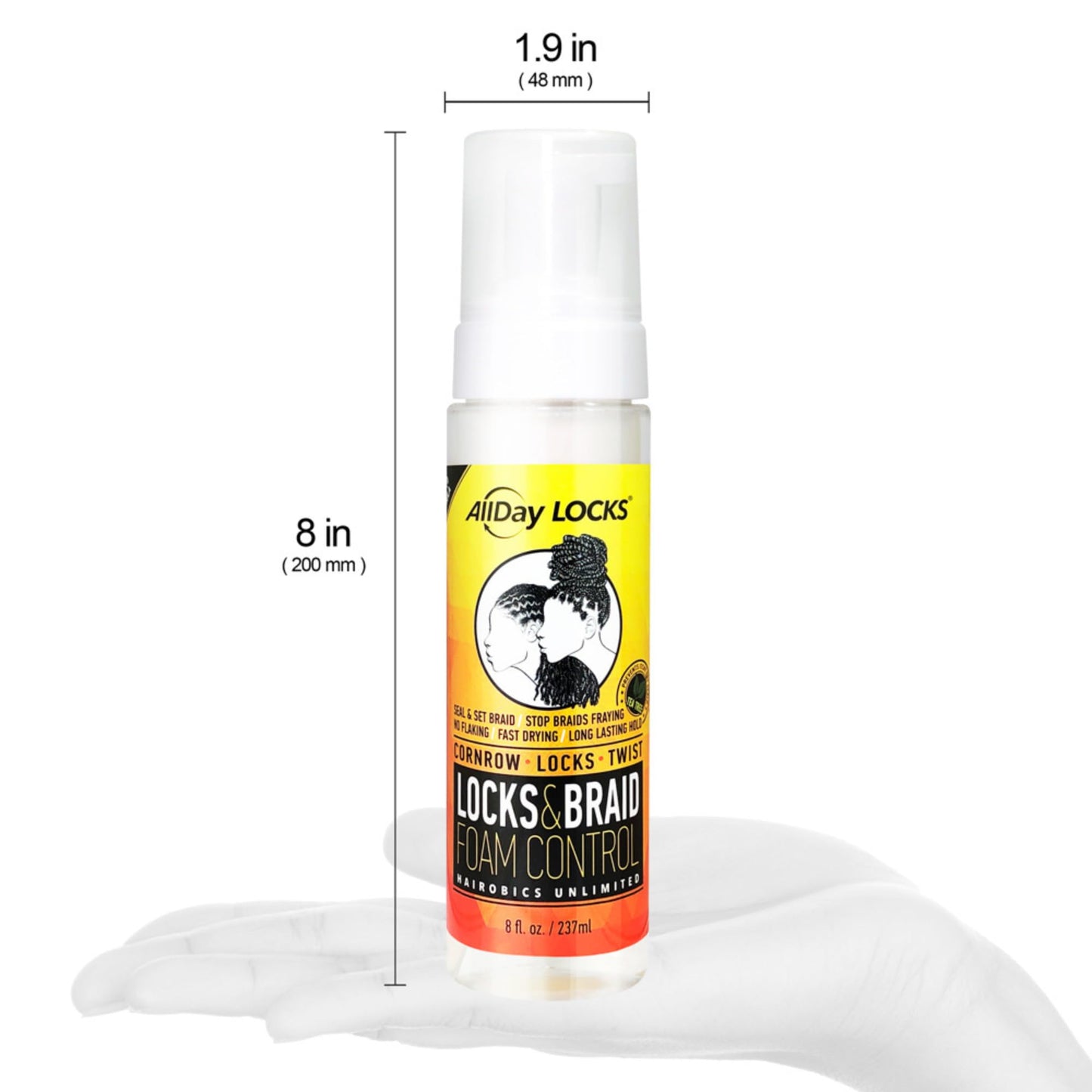 AllDay Locks Braid Foam (8 oz) | Long Lasting Mousse for Style & Shine | No Frizz or Fraying | Tea Tree, Lavender, Peppermint Oil | Moisturize & Seal Beauty & Personal Care AllDay Locks