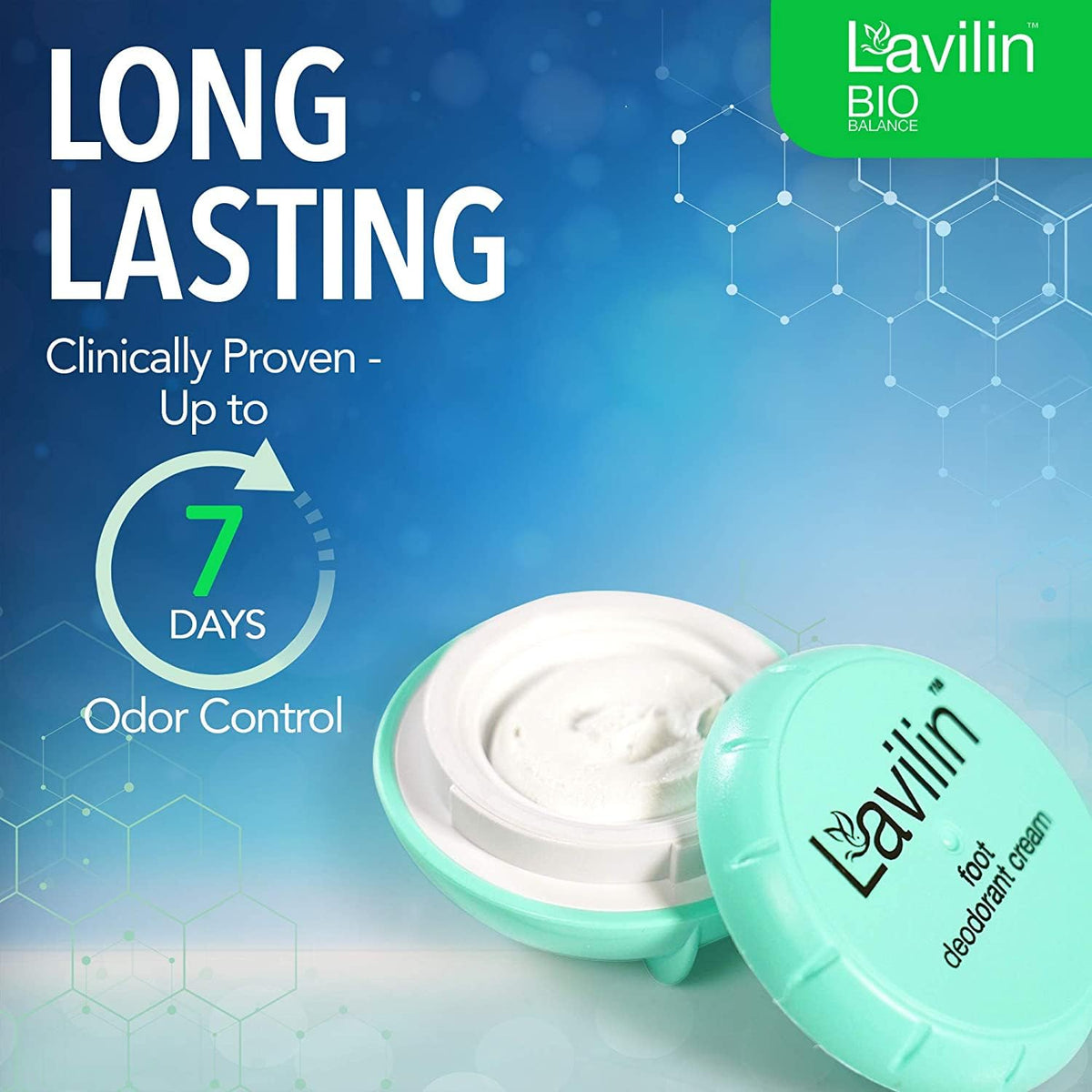Lavilin Bio Balance Foot Deodorant Cream - Up to 7 DAYS Long-Lasting Foot Odor Control - Aluminum Free, Alcohol Free and Paraben Free (2 Pack) Beauty and Personal Care Lavilin