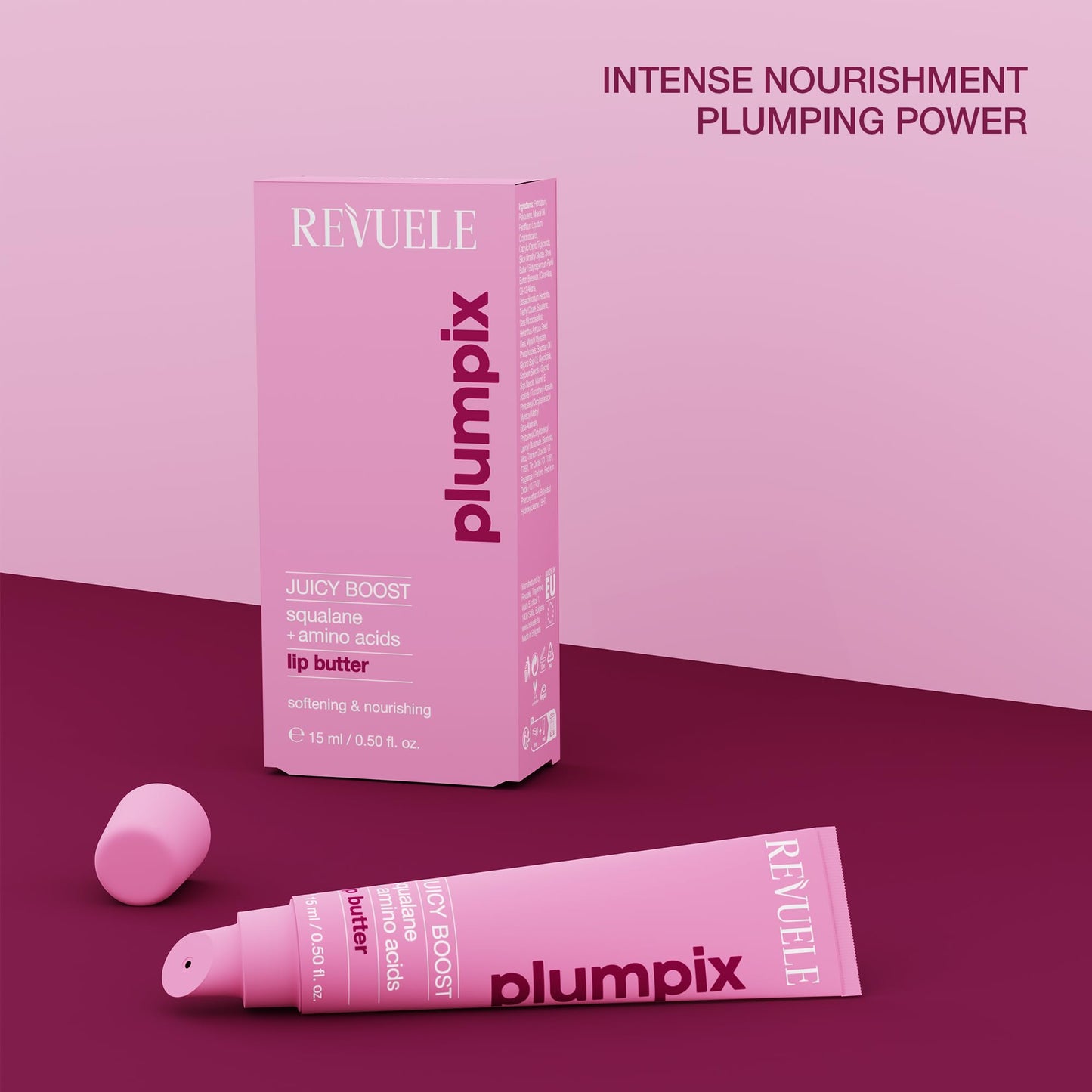 REVUELE Juicy Boost Lip Butter - 0.50 fl.oz - Hydrating & Plumping Lip Treatment with Squalane, Amino Acids, Shea Butter & Vitamin E - Soft, Glossy Beauty and Personal Care Revuele