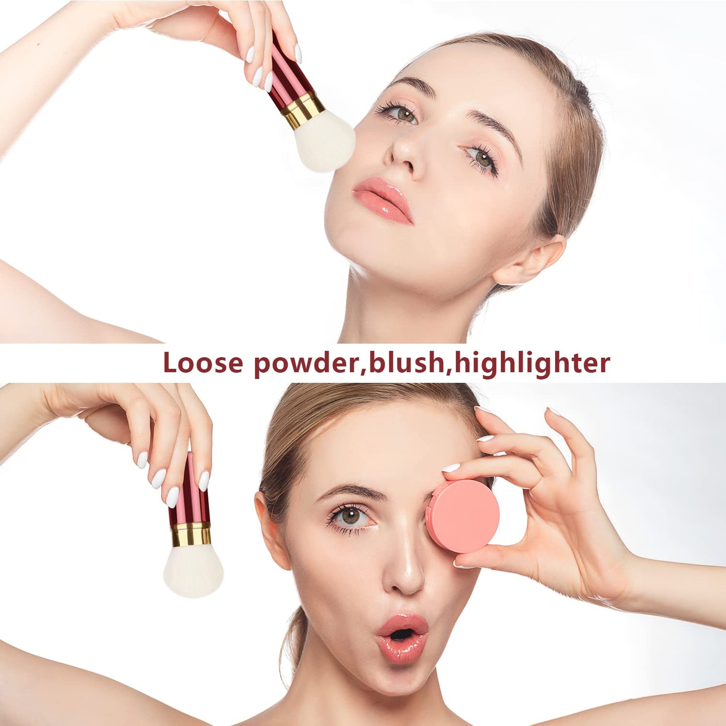Falliny Retractable Makeup Brushes, Travel Face Kabuki Blush Brush, Portable Powder Brush with Cover for Blush, Sunscreen,Bronzer, Buffing Beauty & Personal Care Falliny