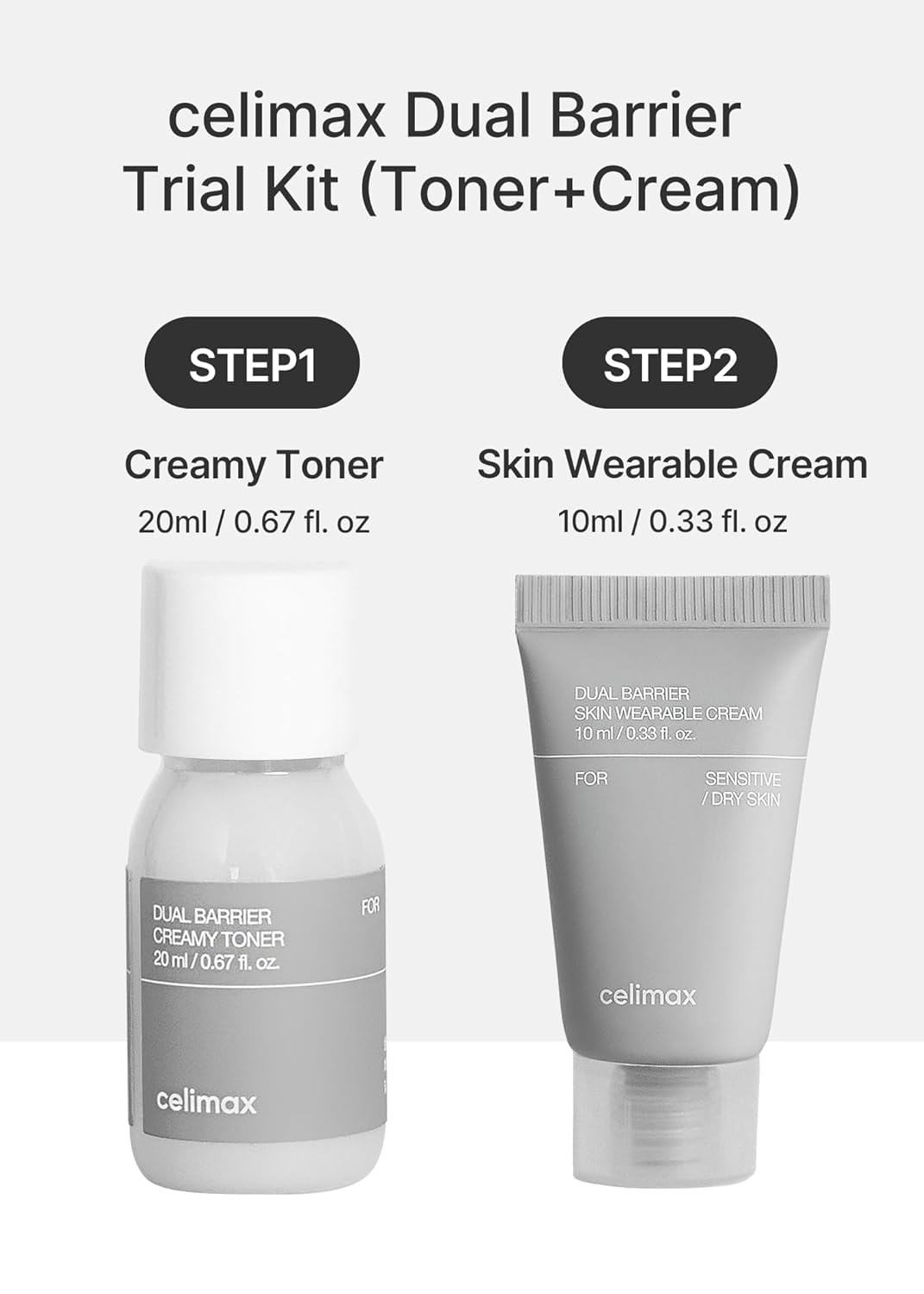 celimax Dual Barrier Trial Kit Travel Size, Gift Set | with Ceramides, Peptide, Oil & Alcohol Free, Facial Astringent, Long Lasting, Travel Size Beauty and Personal Care celimax