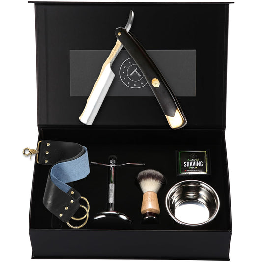 Naked Armor King Arthur Gold Straight Razor Kit - Complete Shaving Kit with Shave Ready Straight Razors for Men, Strop, Stand, Soap, Brush, Bowl Beauty and Personal Care Naked Armor