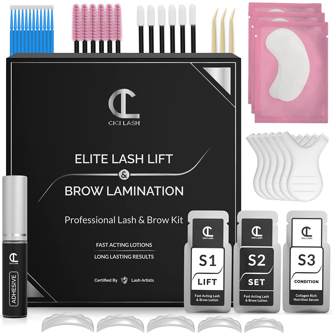 2 in 1 Lash Lift Kit and Brow Lamination Kit | Instant Perming, Lifting & Curling for Eyelashes & Eyebrows | Professional Salon Results Lasting 6-8 Beauty & Personal Care CICI Lash
