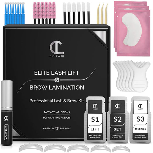 2 in 1 Lash Lift Kit and Brow Lamination Kit | Instant Perming, Lifting & Curling for Eyelashes & Eyebrows | Professional Salon Results Lasting 6-8 Beauty & Personal Care CICI Lash