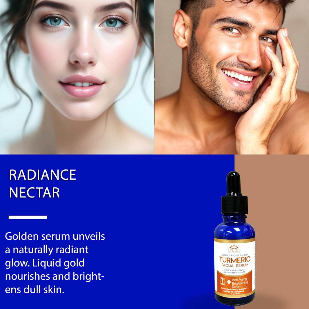 Okay Pure Naturals Turmeric Skin Brightening Facial Serum 1 oz - Vitamin C & Turmeric Glow Boosting Serum for Uneven Tone, Dark Spots & Radiant Skin Beauty & Personal Care OKAY