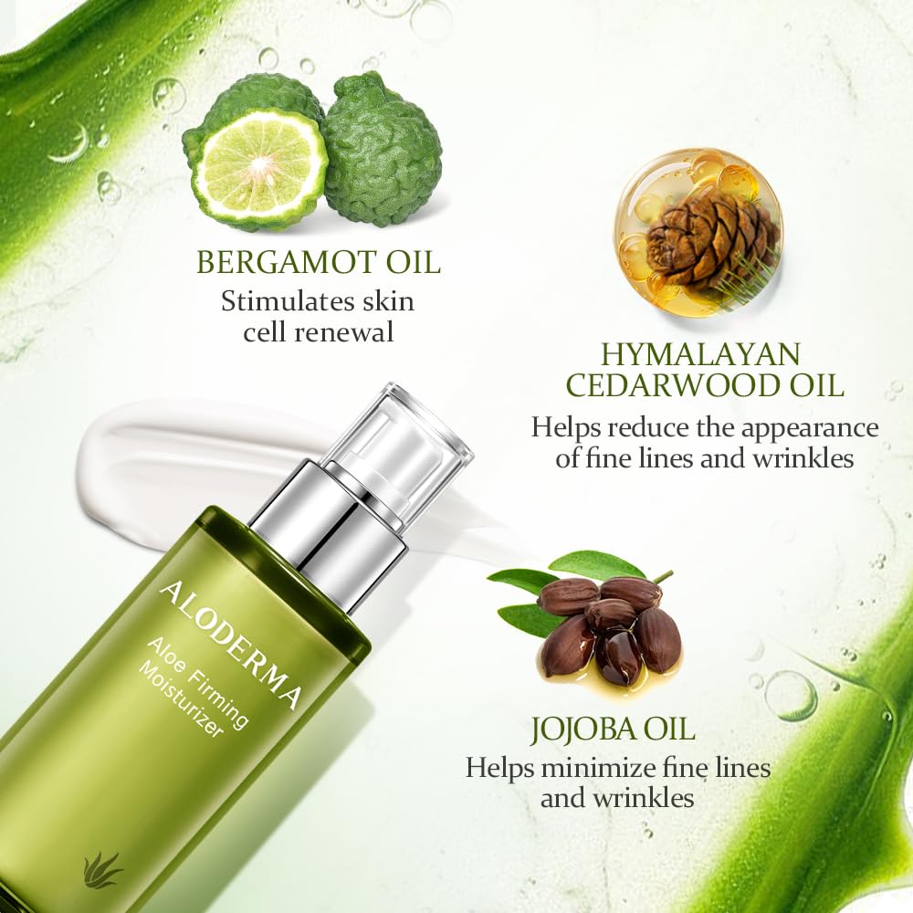 Aloderma Aloe Vera Firming Facial Moisturizer with 72% Organic Ingredients - Nourishing & Replenishing - Natural Face Lotion for Aging Skin - Smooths Beauty & Personal Care Aloderma