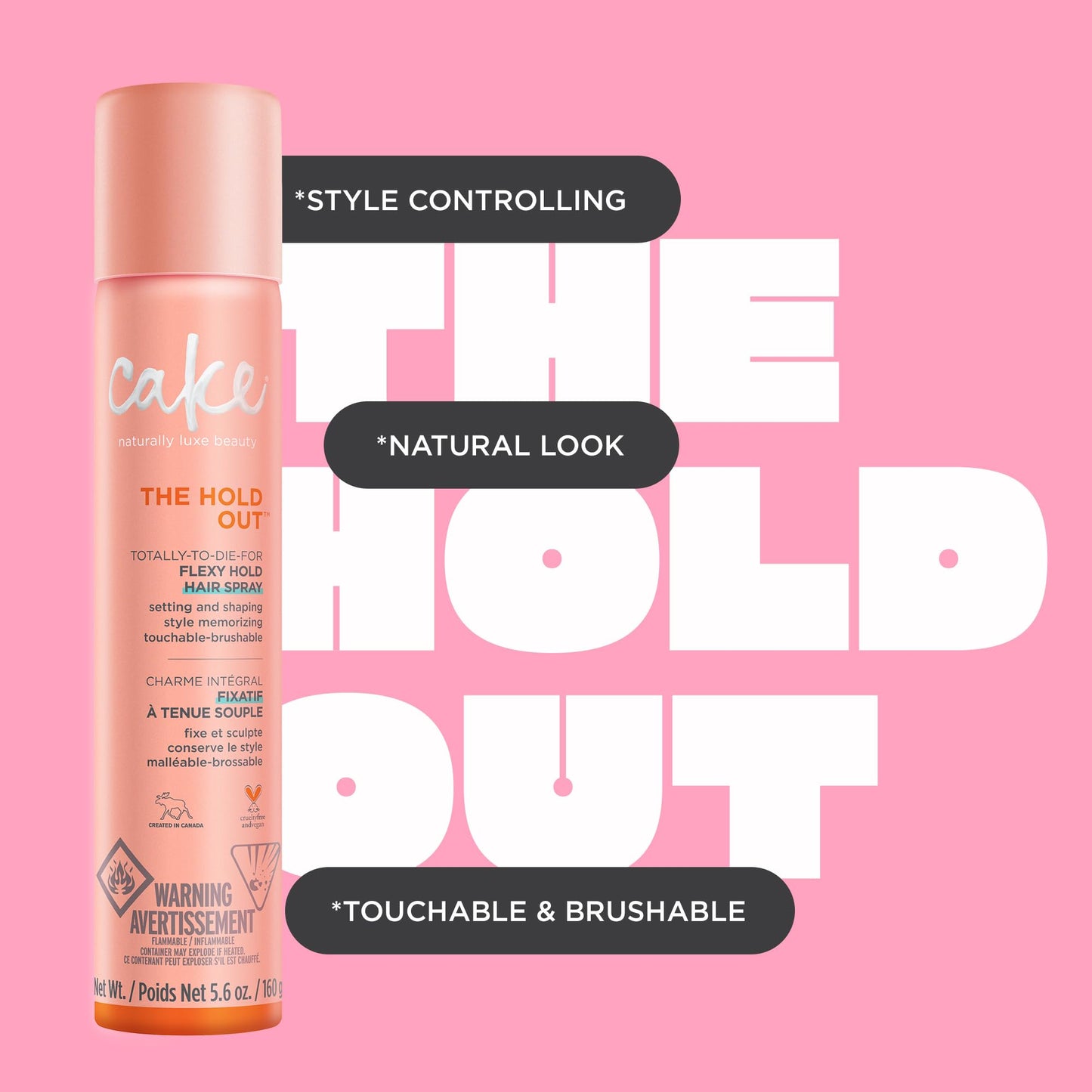 Cake Beauty Hairspray, The Hold Out - For Brushable, Touchable, Flexible Hold- Multi Tasking Styler- Vitamin E & Abyssinian Oil - For All Hair Types Beauty & Personal Care Cake Beauty