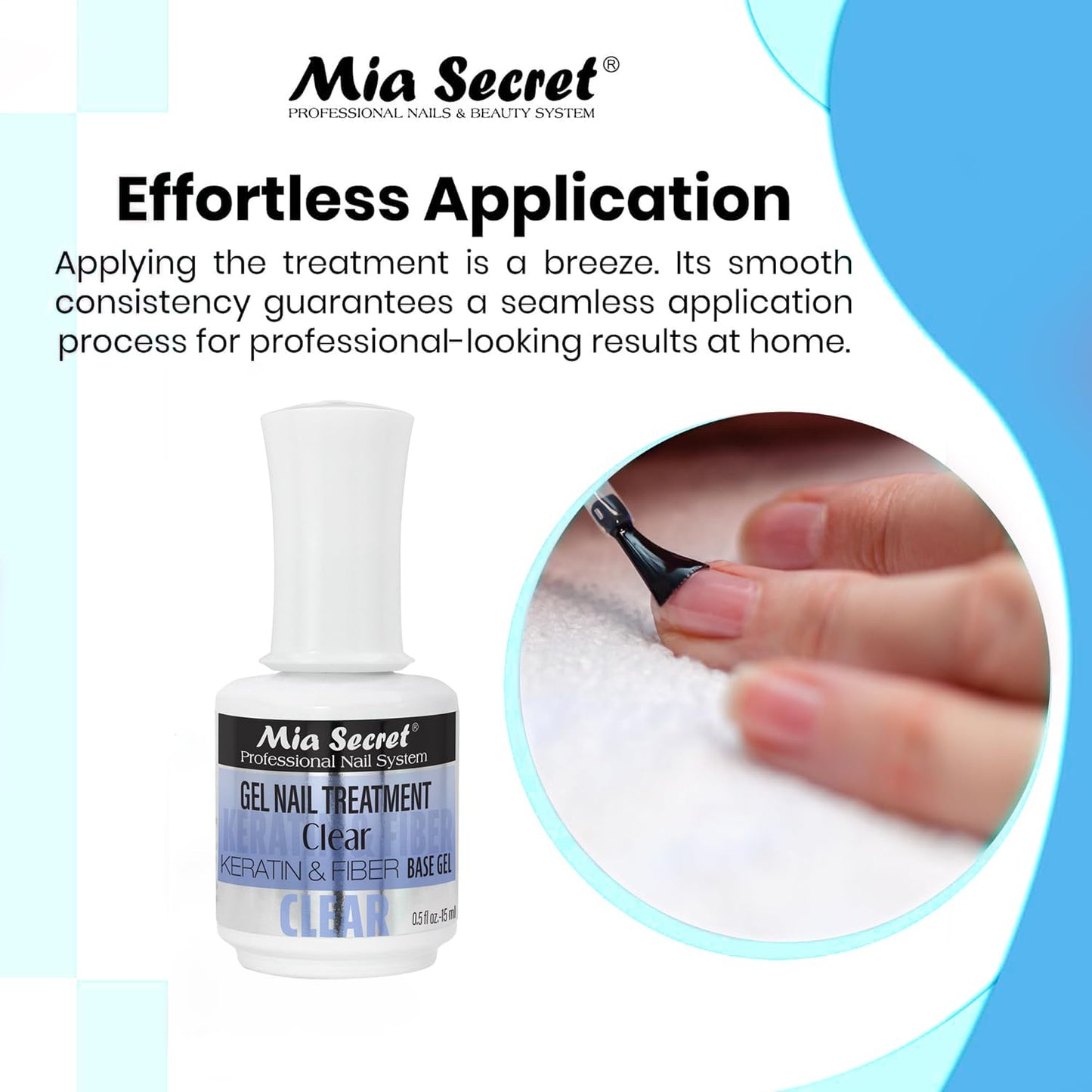 Mia Secret Gel Nail Treatment CLEAR KERATIN Base & Top Gel 15ml - Nail Repair and Strengthening for Nails (Clear) Beauty & Personal Care Mia Secret