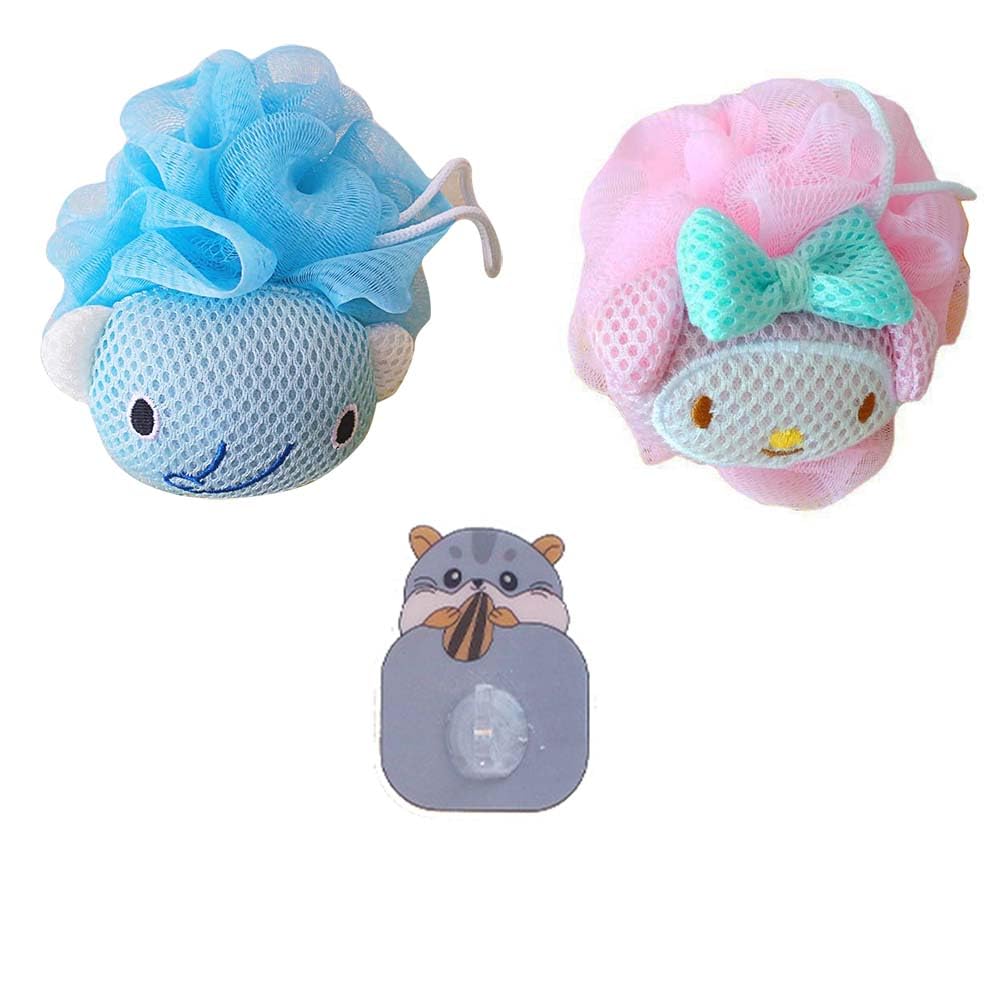 Anime Beauty Sponges Cute Bath Loofah for Women Premium Cartoon Shower Ball Loofah with Handle Beauty Bathing Accessories Pink Bunny Cat Anime Beauty and Personal Care sailorsunny
