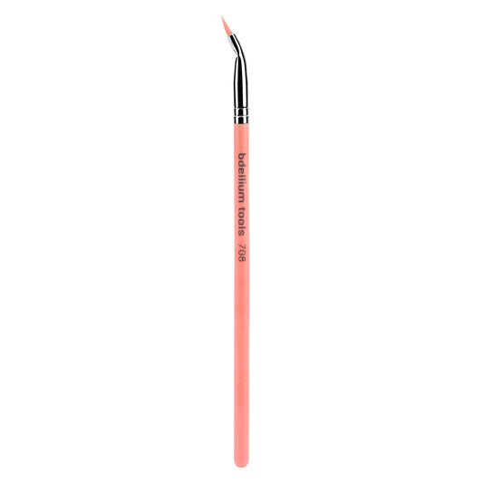 Bdellium Tools Professional Makeup Brush - Pink Bambu Series 708 Bent Eyeliner - With Soft Synthetic Fibers, For Smooth Application (Pink, 1pc)