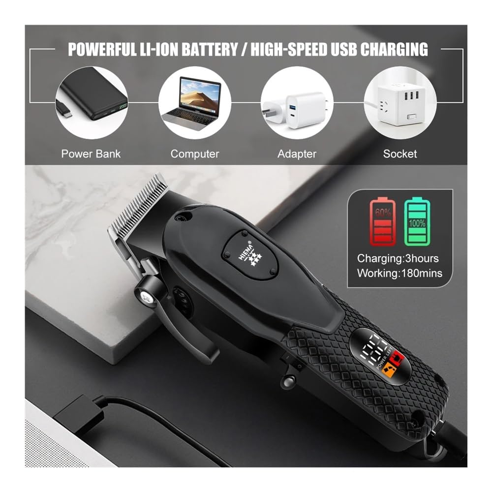 EWKYLSEM Razors Professional 3-Speed Adjustable Electric Hair Clipper, Electric Shaver, USB Charging, Electric Hair Clipper with Display Beauty and Personal Care EWKYLSEM