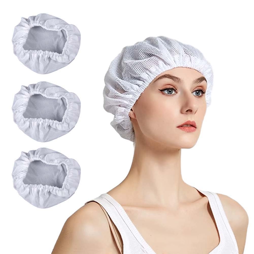3PC Mesh Sleep Caps Bonnet Night Cap Hair Net Hair Loss Cap for Curly Hair Protection Home Salon Spa Catering White Beauty and Personal Care PENINSULA LOVE