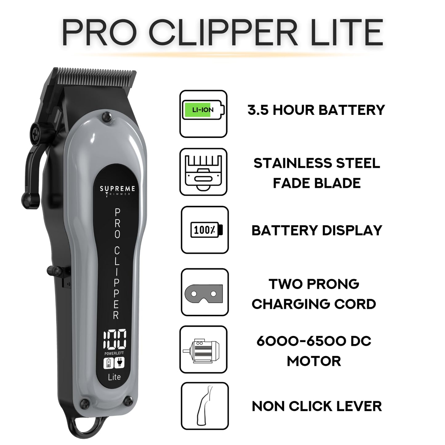 Supreme Trimmer Pro Clipper Lite - 210 Min Run Time Professional Hair Cutting Tool Set + Hair Comb, Scissors & Fade Blade - STC5000 Beauty and Personal Care Supreme Trimmer