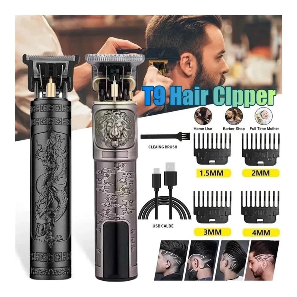 Razors Rechargeable Hair Clipper Haircut Razor for Men Shaver Adult Electric USB Charging Clipper LCD Display Cordless Carving Pusher(Dragon A) Beauty and Personal Care EWKYLSEM