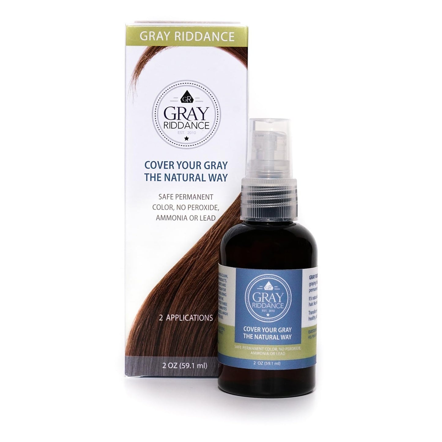 Gray Riddance Natural Hair Dye Color Spray - Vegan, Cruelty-Free, Ammonia-Free, Non-Toxic, Permanent, Brown Hair Color - 100% Gray Coverage Beauty & Personal Care Gray Riddance