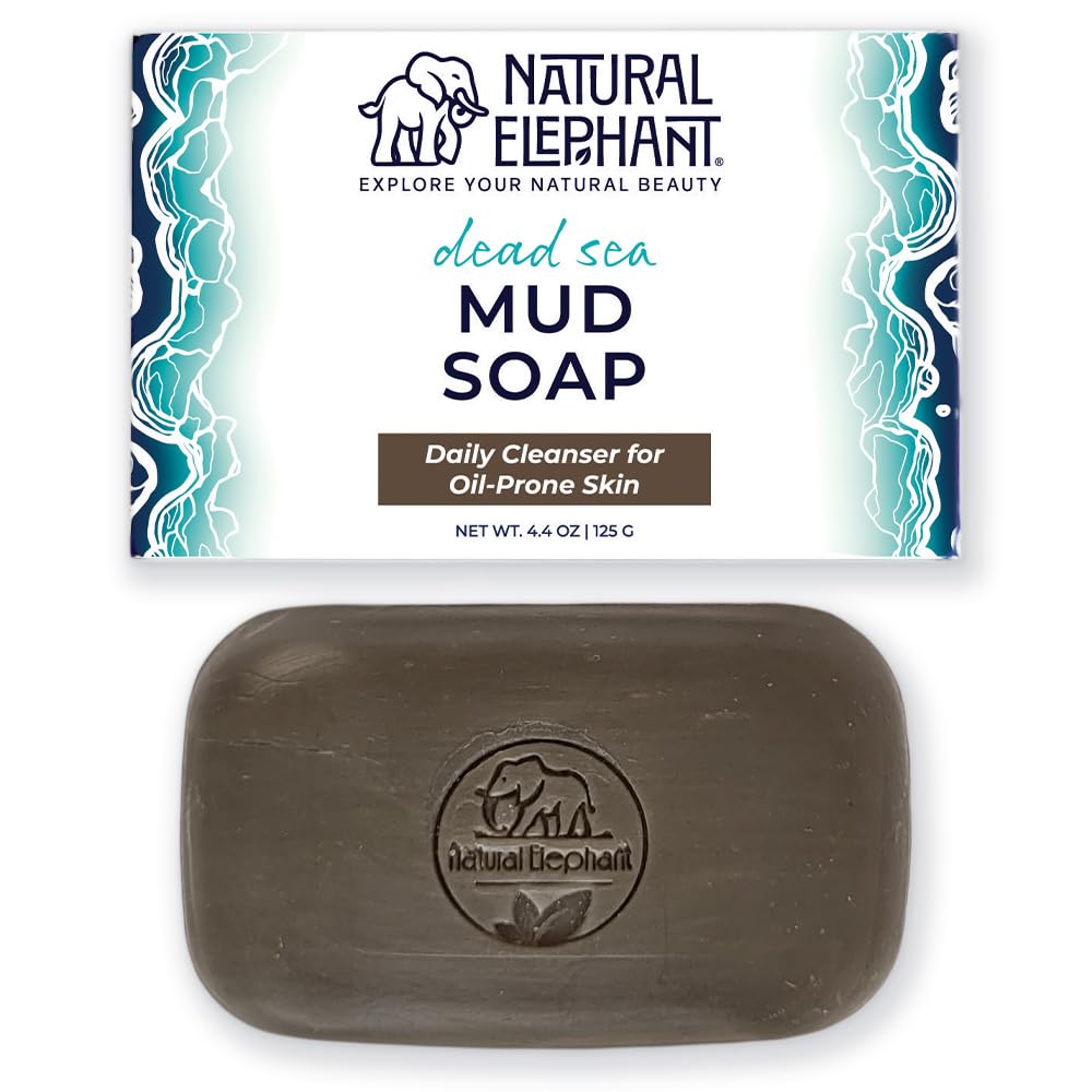 Natural Elephant Dead Sea Mud Soap Bar | Mineral-Rich Face & Body Cleanser with Natural Dead Sea Minerals | 4.4 oz (125 g) Beauty & Personal Care Natural Elephant