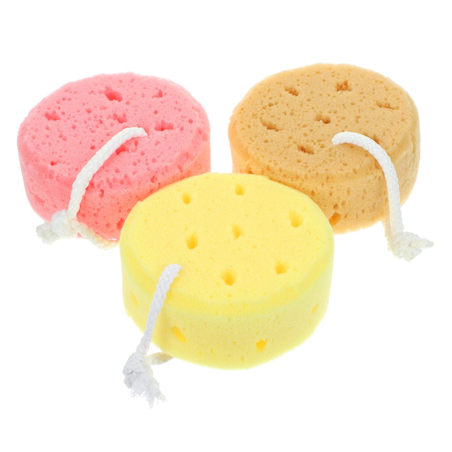 FRCOLOR Bath Shower Sponges Exfoliating Body Scrubber Set with Hanging Lanyard Lightweight Portable Soft Foam Sponge for Kids and Adults 3 Pack Beauty and Personal Care FRCOLOR