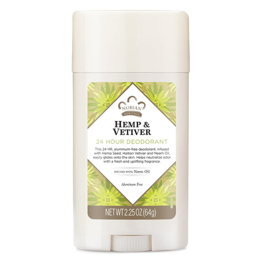 Nubian Heritage Aluminum-Free Deodorant, Indian Hemp & Haitian Vetiver - Natural Deodorant with Organic Shea Butter, Neem Oil, and Aloe Vera, 2.25 Oz Beauty and Personal Care Nubian Heritage