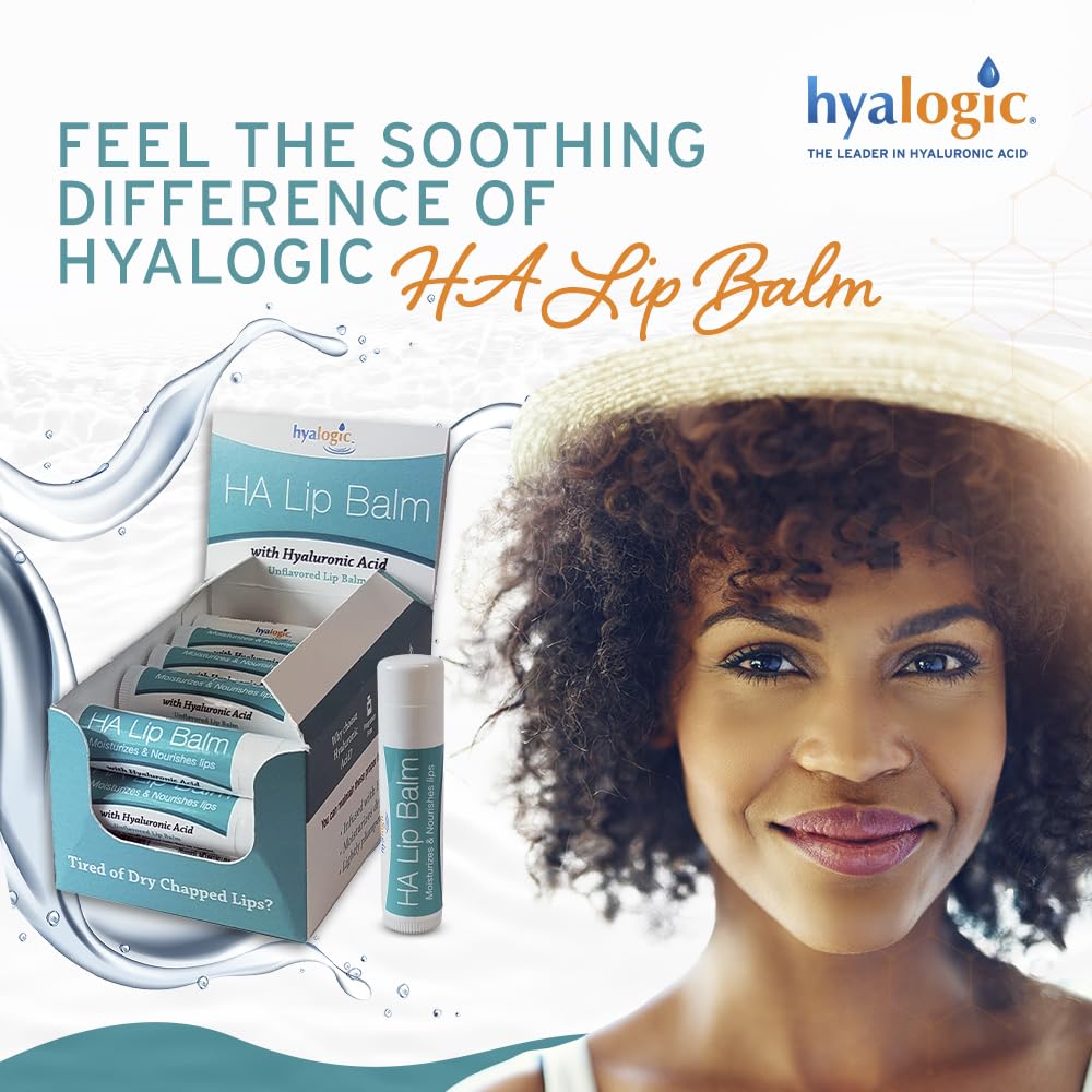 Hyalogic HA Lip Balm - Hyaluronic Acid & Organic, Natural Coconut Oil - Soothes Dry, Chapped Lips - Plumping, Moisturizing & Nourishing - Unflavored Beauty and Personal Care Hyalogic