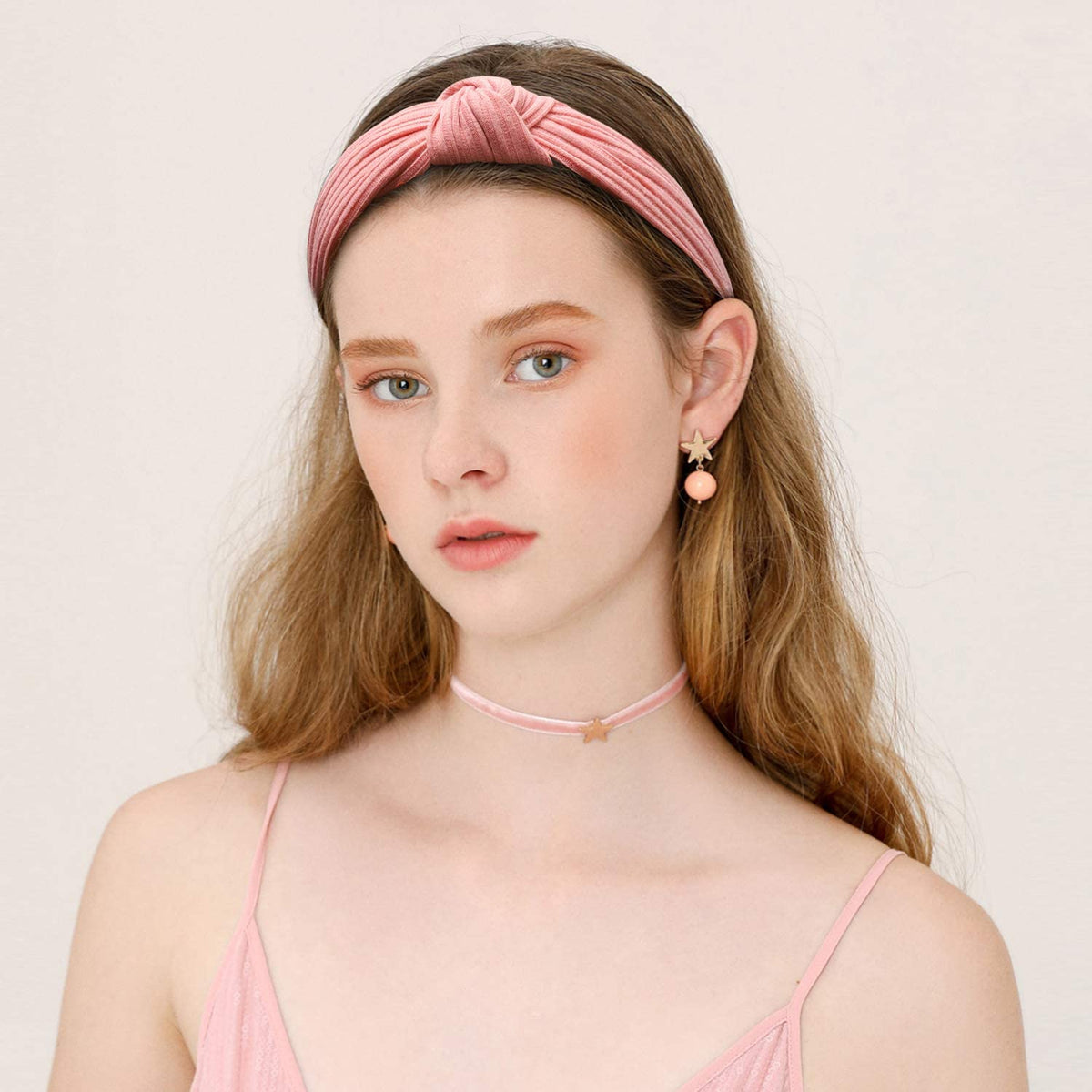 10 Pcs Top Knotted Headbands for Women and Girls, Wide Turban Headbands Fabric Hair Hoops, Head Wrap in Solid Color, Cross Knot Hair Bands Non-Slip