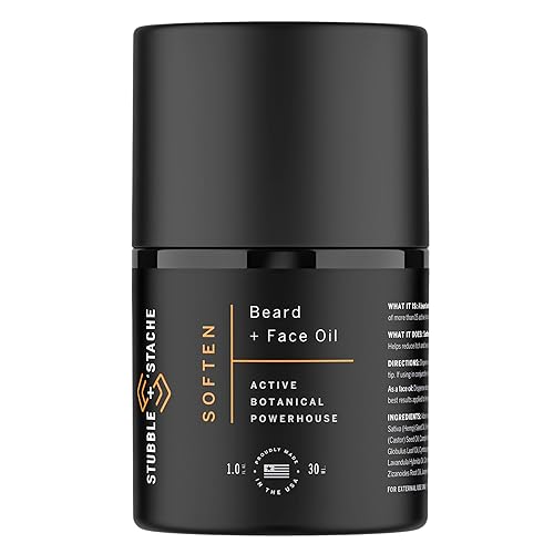 stubble & stache Hydrating Beard Oil for Men - Dual-Use Face & Beard Moisturizer & Conditioner with Baobab, Jojoba & Argan - Softens Hair, Stops Itch Beauty & Personal Care stubble & stache