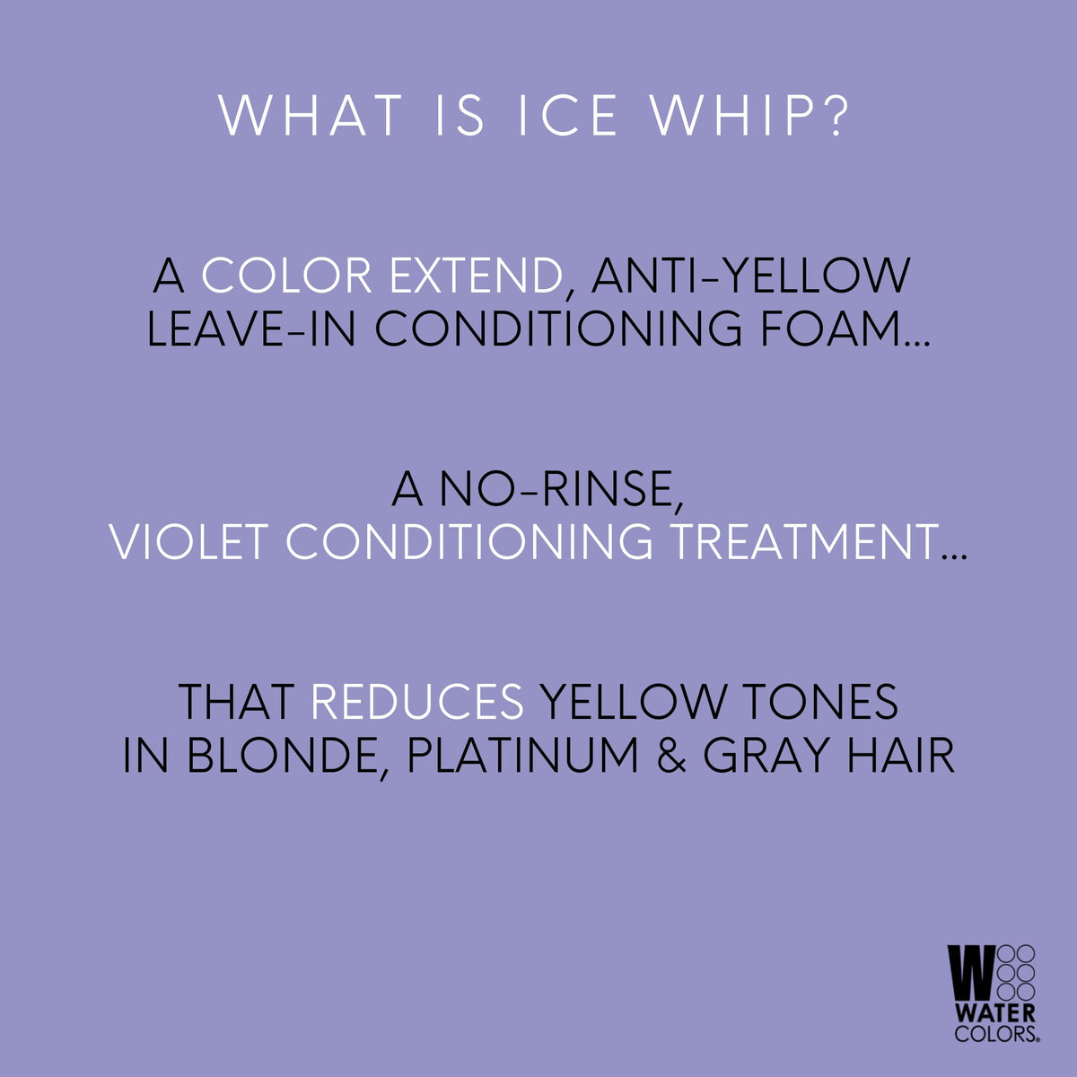 Watercolors Ice Whip Anti-Yellow Leave-In Conditioning Foam Mousse for Blonde, Platinum, Bleached, Silver, Gray, Ash & Brassy Hair - Violet Purple 6.5 Beauty & Personal Care Watercolors