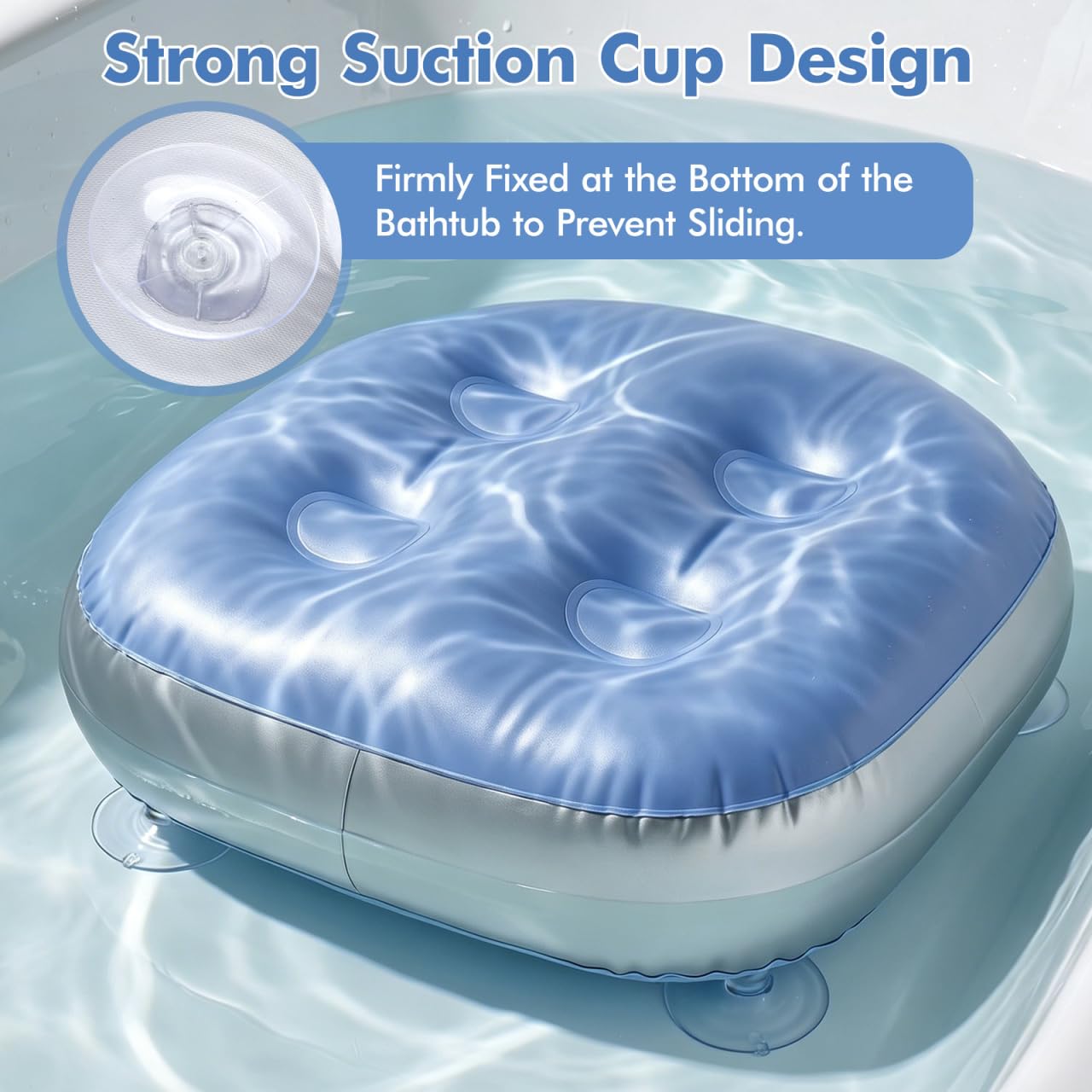 Homsfou Inflatable Bathtub Cushion with Suction Cups Portable Bath Seat Cushion for Spa and Hot Tub Adjustable Comfort Inflatable Shower Bench Seat 2 Beauty and Personal Care HOMSFOU