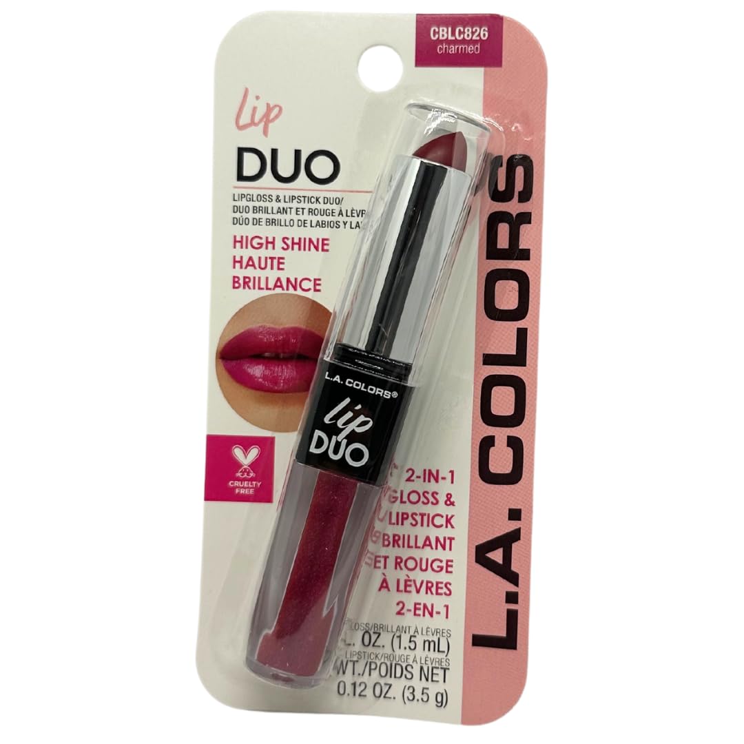 LA Colors Lip Gloss & Lipstick Duo, Moisturizes lips with natural color & high Shine, BLC826 Charmed by Unknown Beauty & Personal Care L.A. COLORS