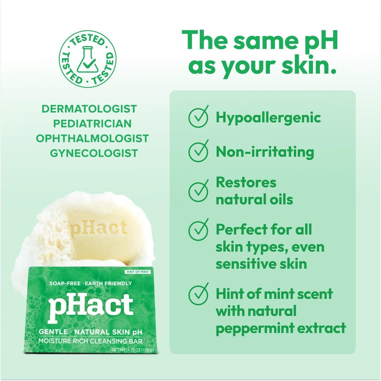 ANDREW LESSMAN pHact Moisture-Rich, Soap-Free Cleansing Bar Hint of Mint. Natural Skin pH. All Skin Types - Even Sensitive Skin. Hypoallergenic Beauty & Personal Care ANDREW LESSMAN