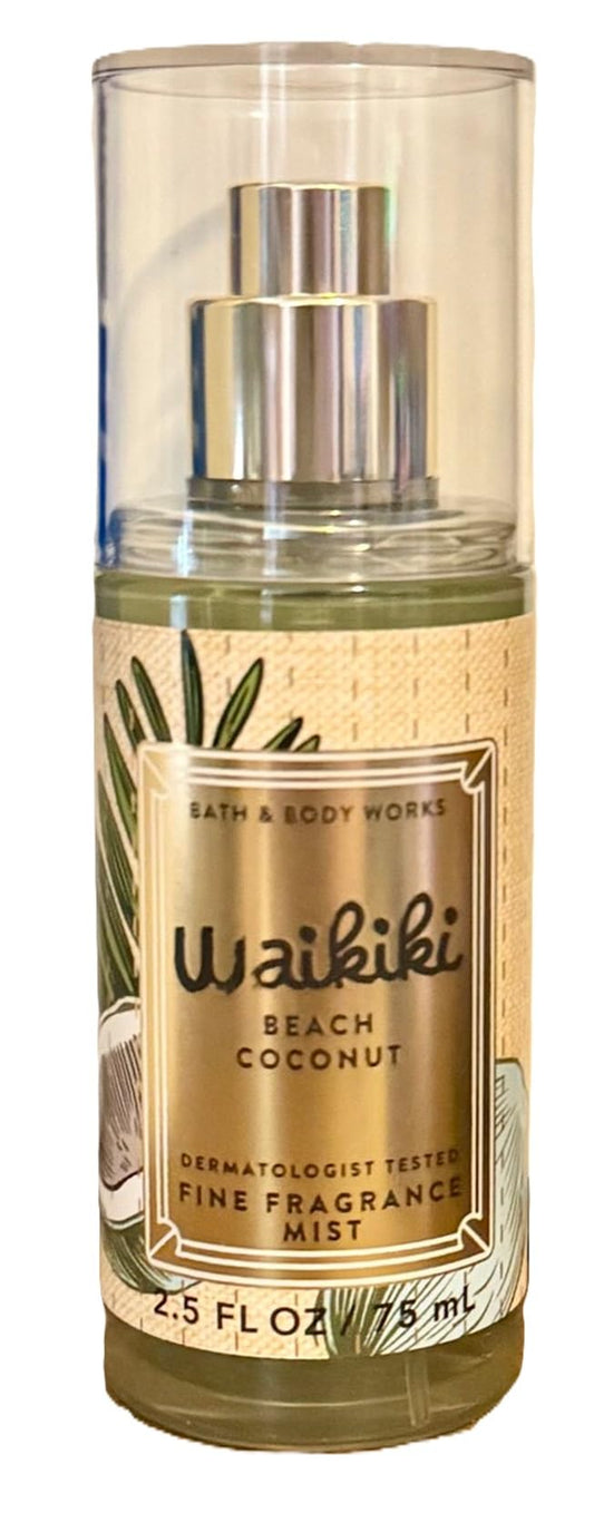 Bath and Body Works Travel Size Fine Fragrance Mist - Classic and Seasonal Scents - 2.5 fl oz each (Waikiki Beach Coconut) Beauty & Personal Care Bath & Body Works